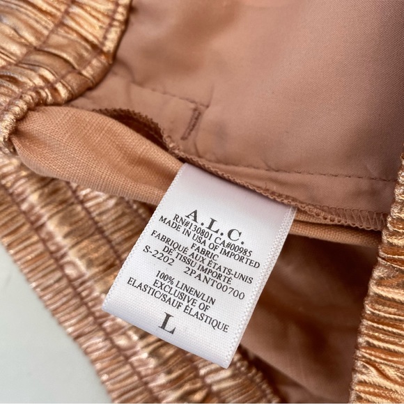 A.L.C. ALC Ryder Gold Metallic Linen Shorts Large - Picture 5 of 7